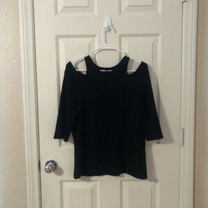 W5 Black Cold-Shoulder Knit Top